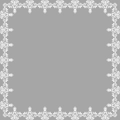 Classic vector vintage gray white square frame with arabesques and orient elements. Abstract ornament with place for text. Vintage pattern - 691987068