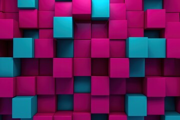  a pink and blue background with squares and rectangles in the shape of cubes and rectangles.