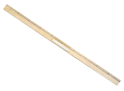 old wooden measuring meter ruler cut out on white background