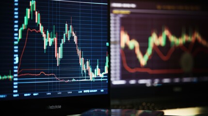 Bitcoin Investment Trends: Cryptocurrency on Background of Financial Chart