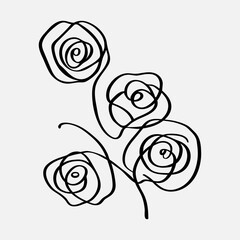 rose flower line one art isolated vector 