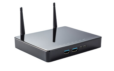 Stunning Black Color High Speed and Reliable Wifi Router on White or PNG Transparent Background