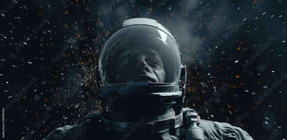 Canvas Prints an astronaut is shown in his spacesuit with space on the background