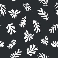 Fototapeta premium Trendy floral seamless pattern black and white floral pattern