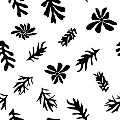 Fototapeta na wymiar Trendy floral seamless pattern black and white floral pattern