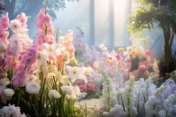 Obraz na płótnie Canvas The ethereal garden where each flower is a brushstroke of vibrant emotion, Generative AI