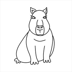 Vector line illustration of a capybara 