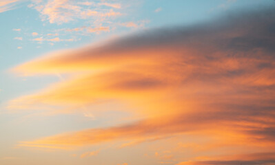 Beautiful bright summer sunset sky with clouds. Nature sky  background.