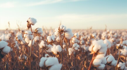 Cotton buds in the field. Generative AI - obrazy, fototapety, plakaty