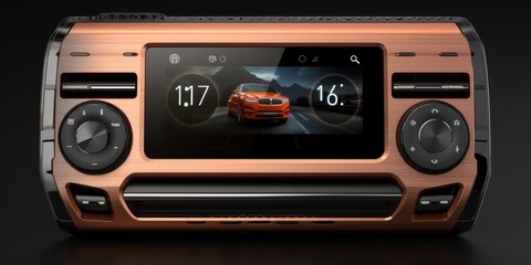 Fototapeta premium Car radio. Multimedia system display of modern car