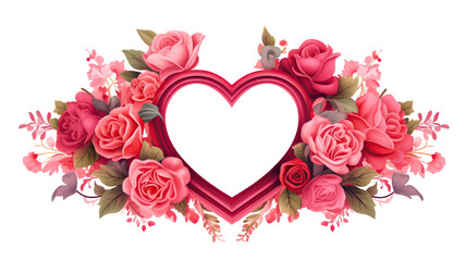 Valentines day background with watercolor heart and roses. Vector illustration.