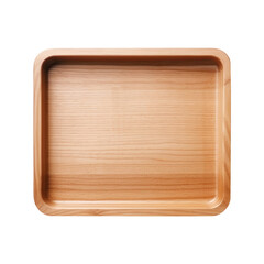 Empty wooden tray. Isolated on transparent background.