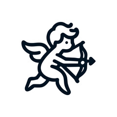 vector illustration in flat linear style icon of angel with bow