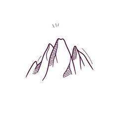 Hand Drawn illustration of mountain icon. Doodle Vector Sketch Illustration