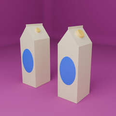milk packaging mockup 3D illustration.