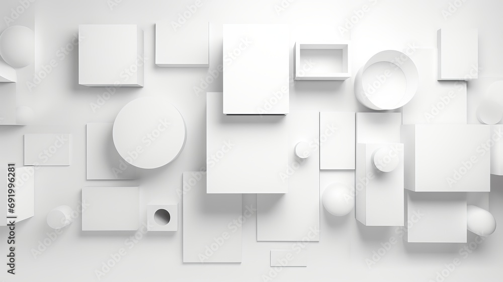 Canvas Prints futuristic white 3d shapes wall background with copy-space, abstract 3d render