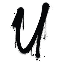 Vector graffiti spray paint alphabet U in isolated background © Myuser artwork