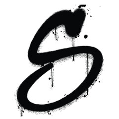 Vector graffiti spray paint alphabet S in isolated background