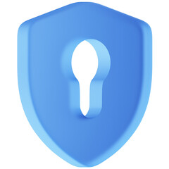 Shield glass morphism icon security protection symbol 3d illustration on transparent background