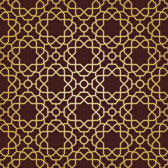 Seamless geometric background for your designs. Modern vector ornament. Geometric abstract brown golden pattern