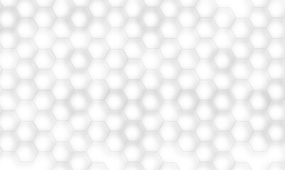 Abstract white and gray hexagon technology lines background. Abstract white and grey color hexagonal geometric background with copy space. Abstract white lines background.