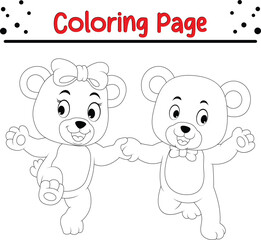 Cute two little bear coloring page for kids