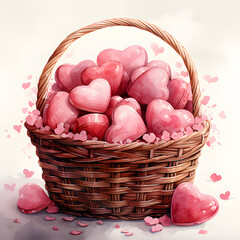 basket of pink  heart