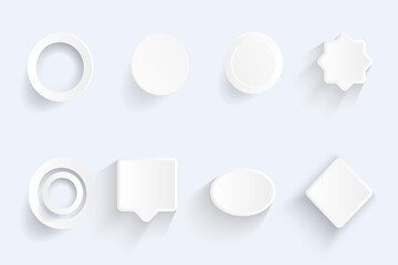 Blank button template with shadow. Set of white blank button. White blank button mockup
