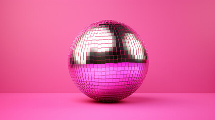 Disco ball isolated on pink background