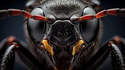 Photo sur Plexiglas Photographie macro Black ant face photo using extreme macro techniques.Extreme Close-up.