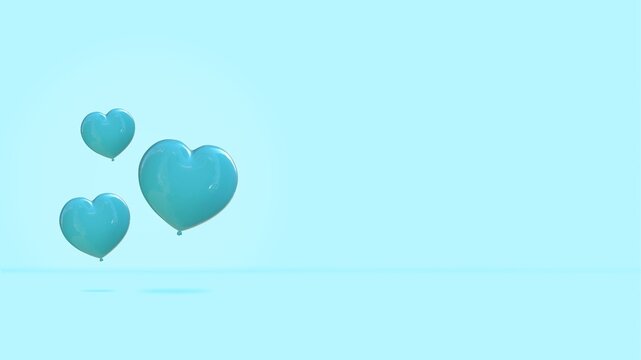 3d blue love Balloon background