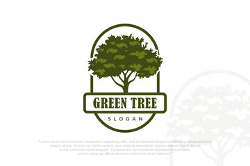Oak tree logo . Design silhouette of a tree . Vector illustration - obrazy, fototapety, plakaty