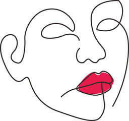 Abstract Face Line Art