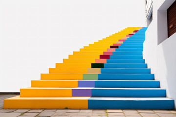 colorful stairs. It's for climbing. It's there to get off. Both rising and falling are food for development. Concept for growth and progress in life.