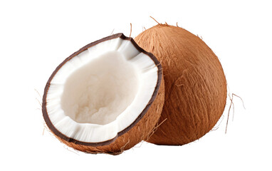 Pair of Sweet Coconut Half on White or PNG Transparent Background.