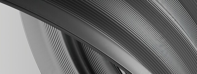 Silver, dark gray metal wavy band Bezier curve Luxury Elegant Modern 3D Rendering abstract background