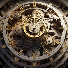 Fototapeta na wymiar Wall-mounted analog clock. Clock with hands. Round clock with hands.