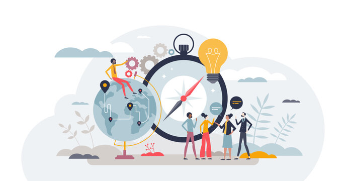 Teamwork and collaboration for effective business growth tiny person concept, transparent background. Partnership, unity and work colleagues support.