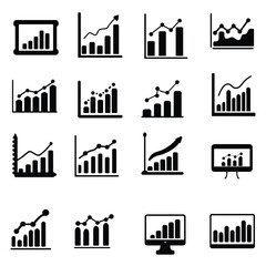 Set of business charts, graphs, analysis and diagrams