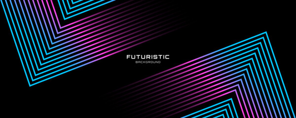 3D blue pink techno abstract background overlap layer on dark space with glowing lines shape decoration. Modern graphic design element future style concept for web banner flyer, card cover or brochure