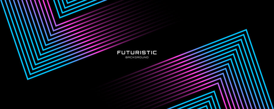 3D blue pink techno abstract background overlap layer on dark space with glowing lines shape decoration. Modern graphic design element future style concept for web banner flyer, card cover or brochure