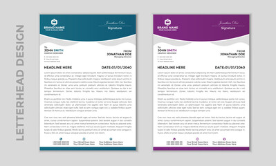 Modern corporate clean and professional business letterhead design template with color variation and bundle