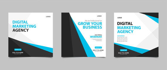 Digital marketing agency banner template for social media posts. Modern square banner design for business promotion. Illustration