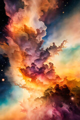Fototapeta na wymiar Multicolored Sunset. Fantasy Heaven background. Vibrant clouds background. Celestial Sky. wallpaper
