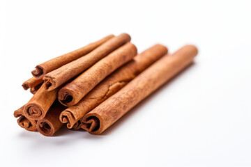 Cinnamon sticks isolated on white background.