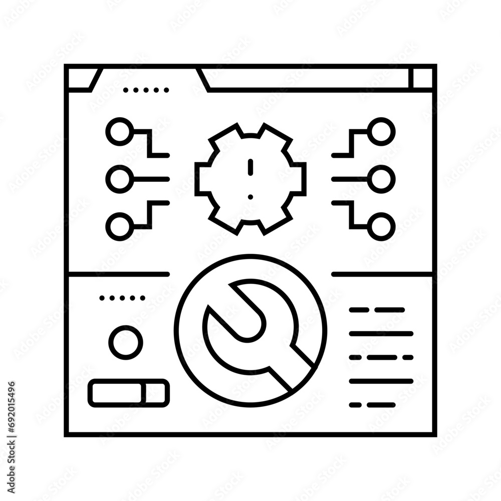 Poster system maintenance analyst line icon vector. system maintenance analyst sign. isolated contour symbo