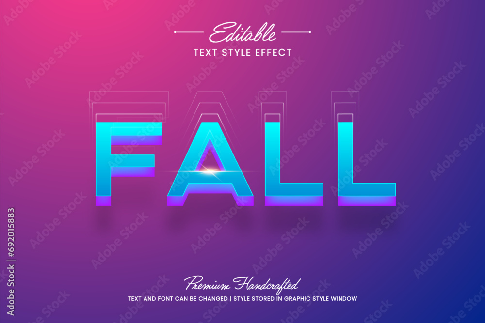 Poster shiny futuristic vector graphic style on gradient background. editable vector 3d text effect.