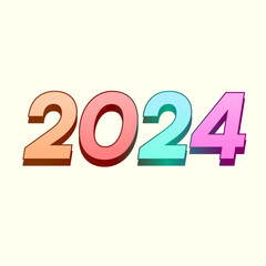 2024 New Year Numeric Typography Template, Color Gradient Outlined