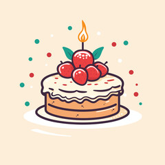 Cartoon birthday cake with candles vector isolated illustration