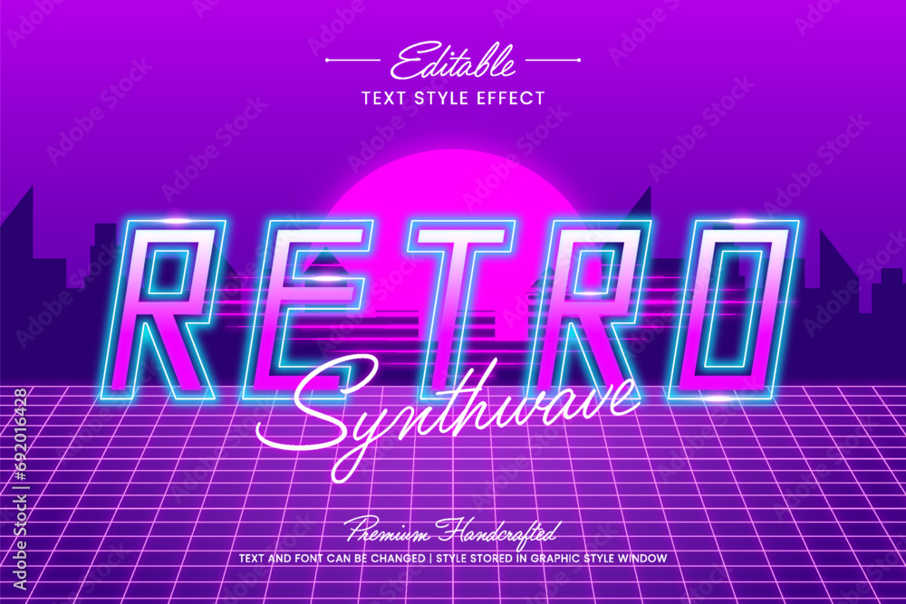 Poster retro disco vector graphic style. editable vector 3d text effect.